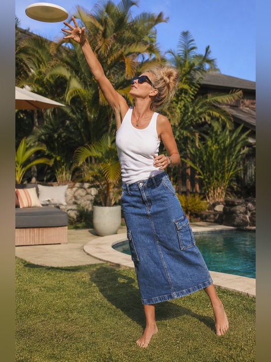 Levi Strauss Signature Dresses & Skirts - 418. Levi Strauss Signature Gold Label Cargo Denim Skirt | W26 | 14/27.5